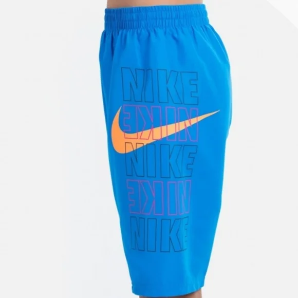 NIKE B BLOCK LOGO 8IN SWIM TRUNKS Size Small - Picture 3 of 5